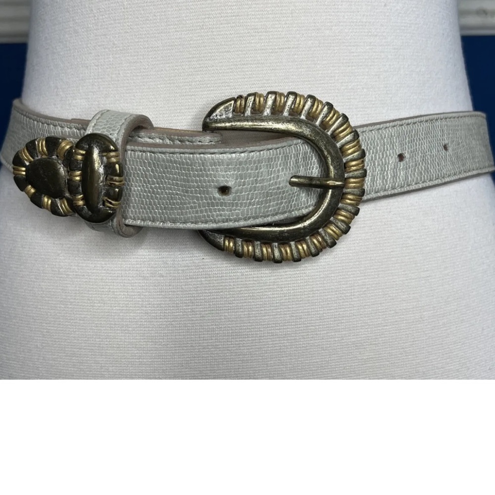 Leatherock Vintage 1994 Womens Depose Grey Pebbled Leather Belt Sz 2 27”-28”